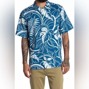 $115 TOMMY BAHAMA Men's Luau Blooms SS Blue White Classic Hawaiian Shirt XL NWT